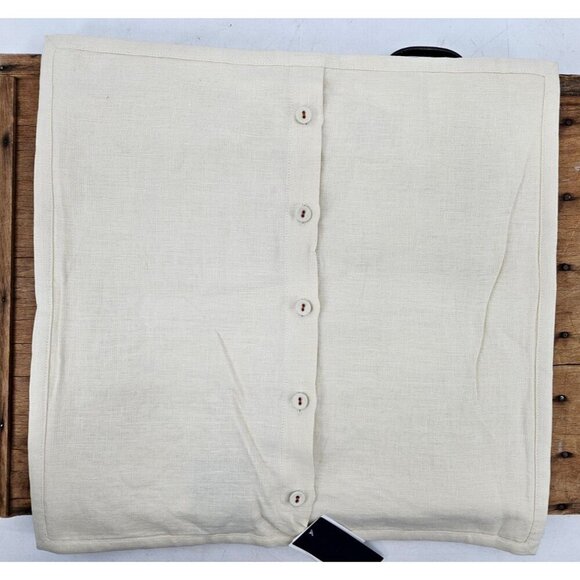 New Ralph Lauren Macall Embroidery Pillow Cover 18x18 Cream Floral Linen - Picture 3 of 5